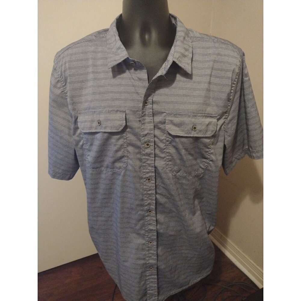 Gerry Shirt Mens Size 2XL Short Sleeve Polyester Logo Pockets Button Shirt Gray
